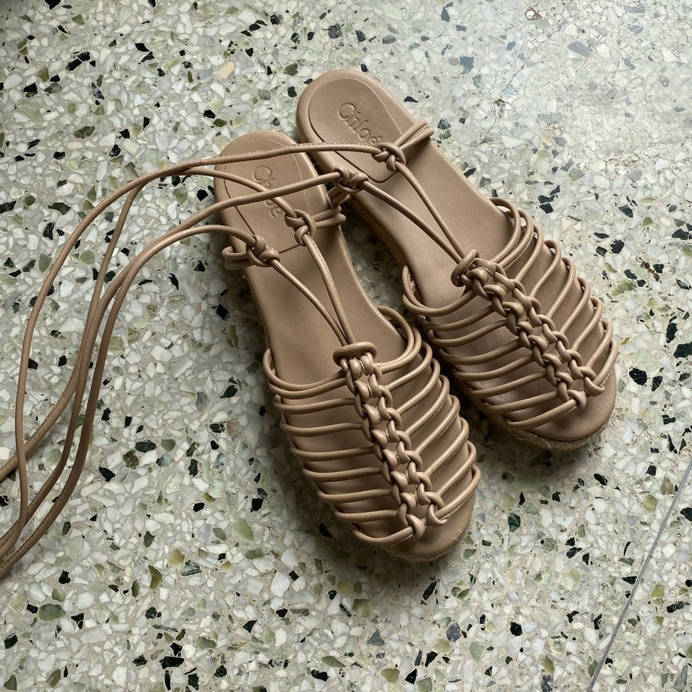 Chloé authentic espadrille strappy gladiator sandals real leather worn once